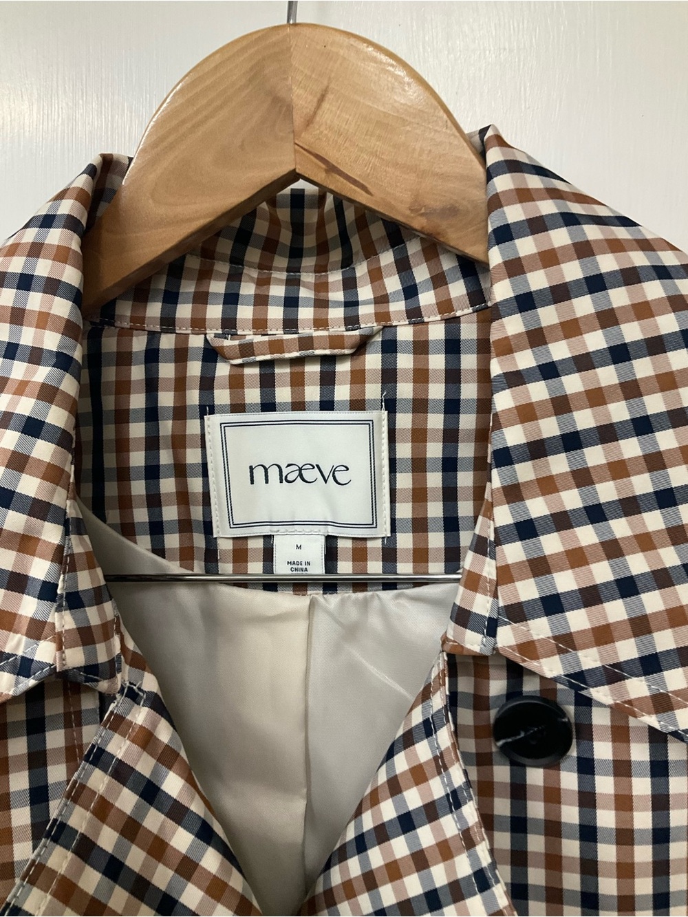 Anthropologie Maeve Crop Plaid Trench Coat Jacket M - Picture 5 of 6